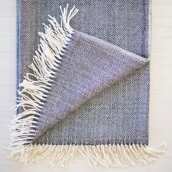 Black & Cream 100% Baby Alpaca Throw-Asher Market soft, cozy with classic every day style