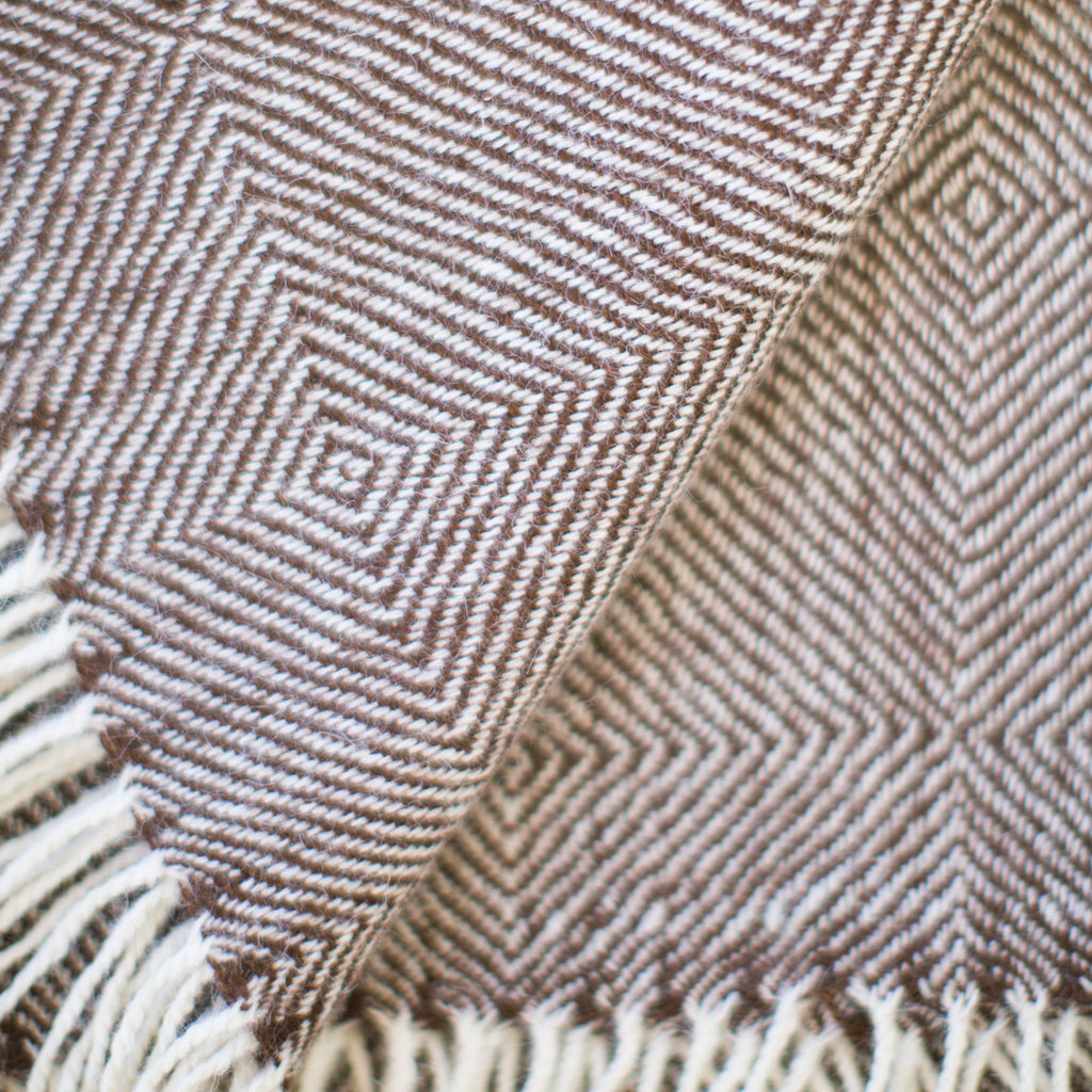 Brown & Cream 100% Baby Alpaca Throw-Asher Market soft, cozy with classic every day style